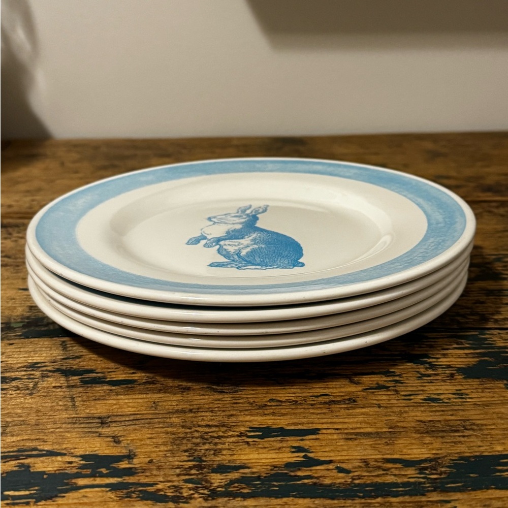Charming Blue and White Rabbit Salad/dessert Plates
